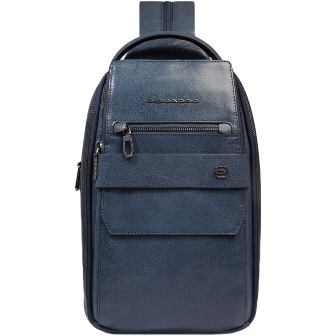 Рюкзак слинг мужской PIQUADRO SOLM серо-голубой кожа CA7028S141/AV
